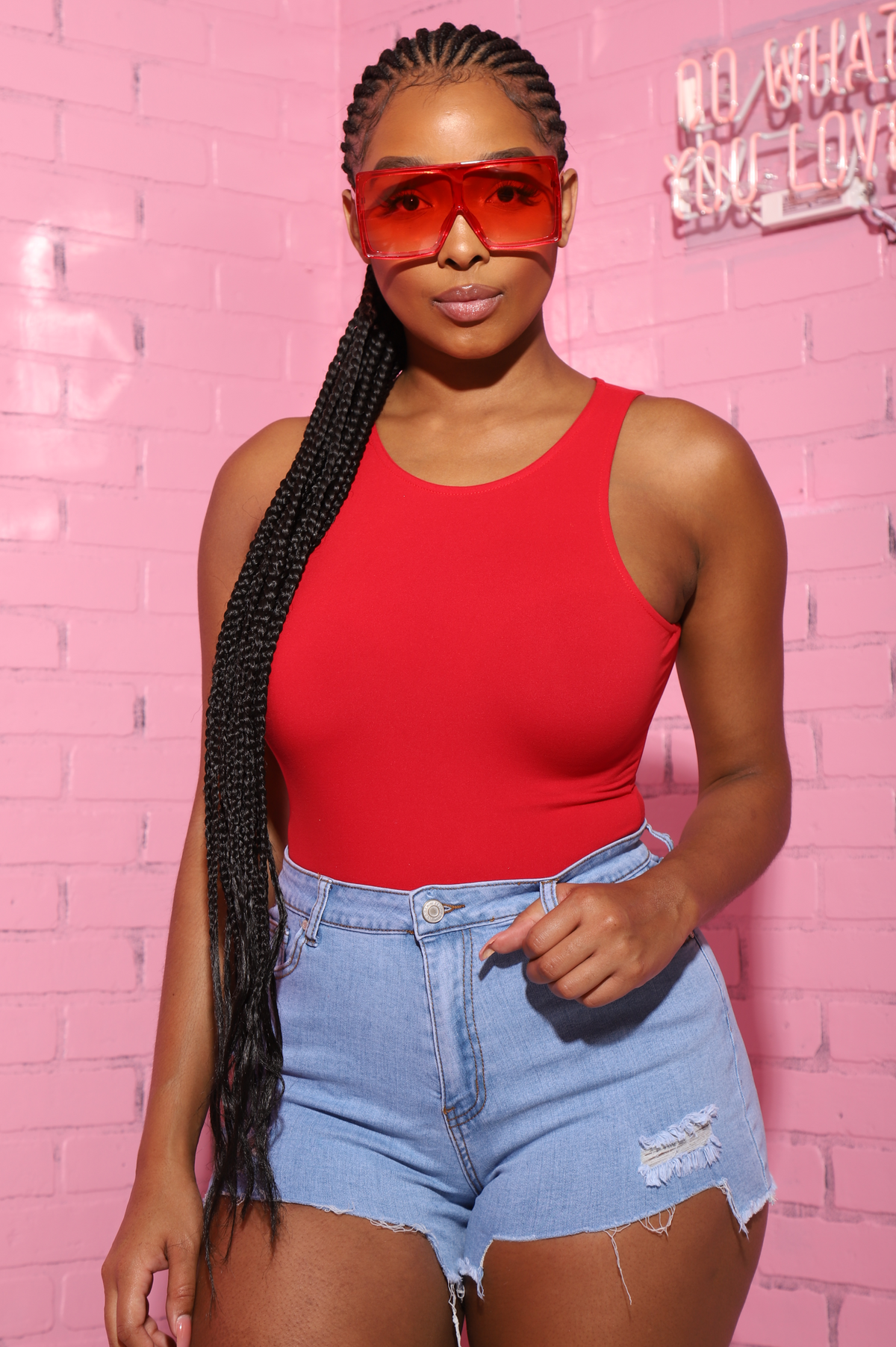 Stacy High Rise Denim Shorts - Light Wash - Swank A Posh