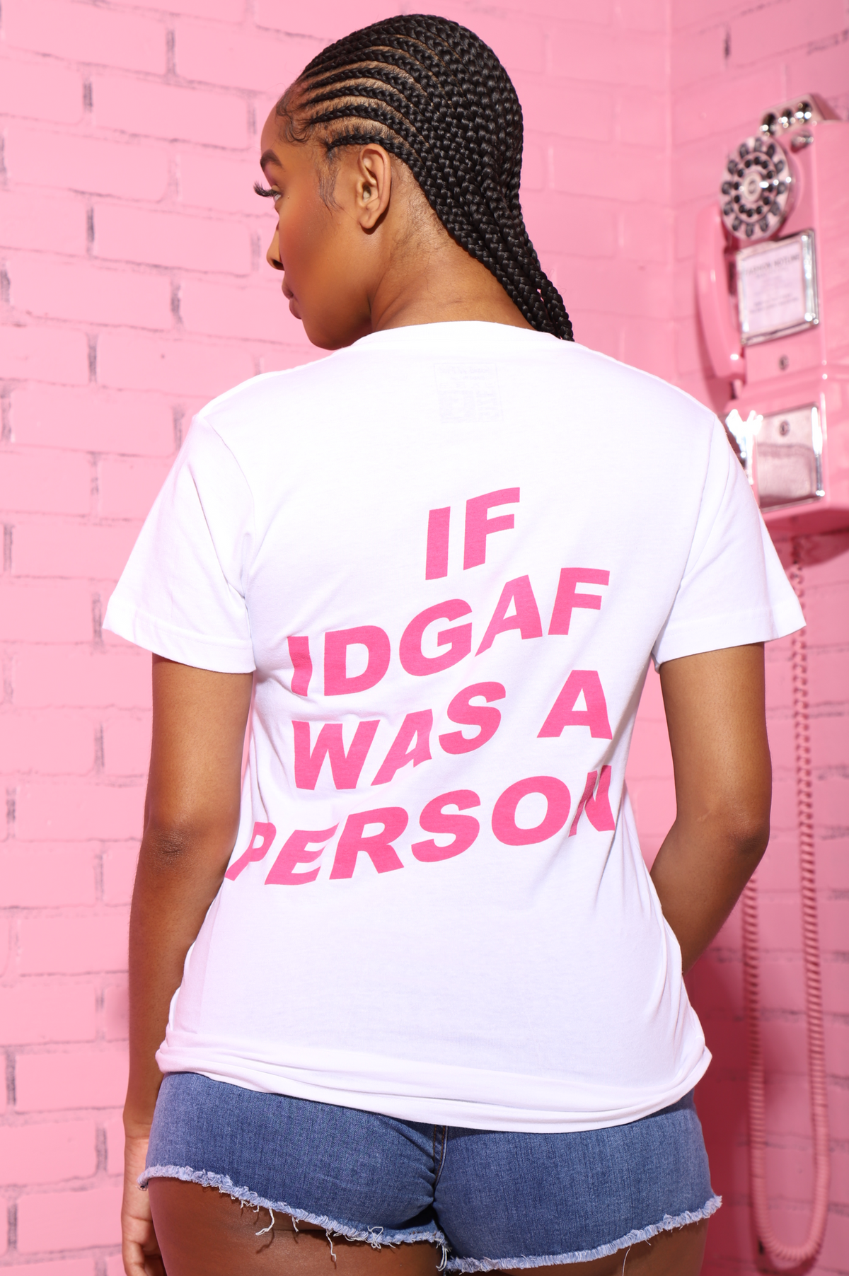 If IDGAF Printed T-Shirt - White/Pink - Swank A Posh