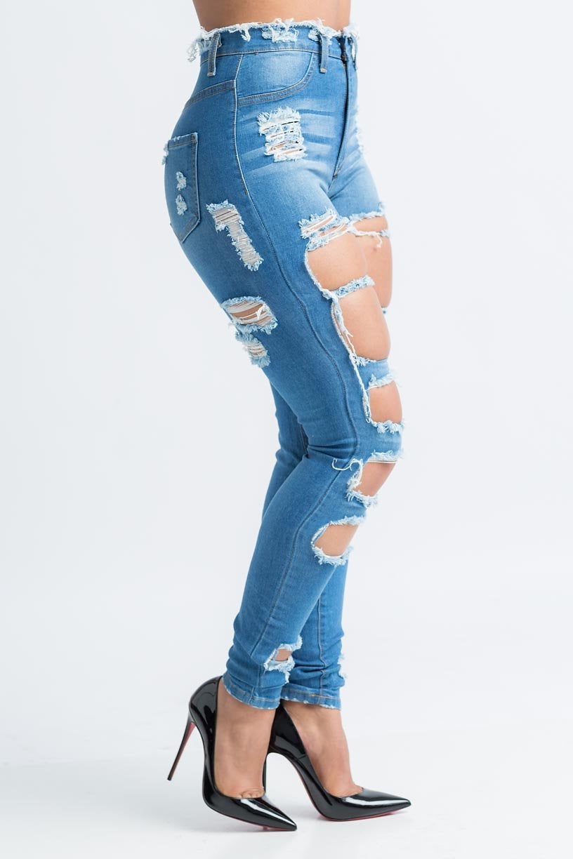 Refill Distressed High Rise Jeans - Swank A Posh