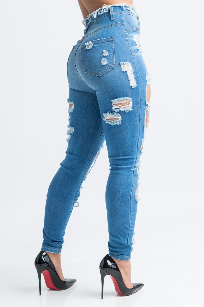 Refill Distressed High Rise Jeans - Swank A Posh