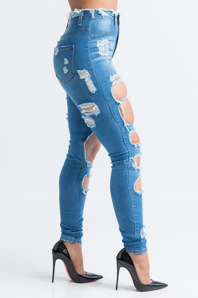 Refill Distressed High Rise Jeans - Swank A Posh