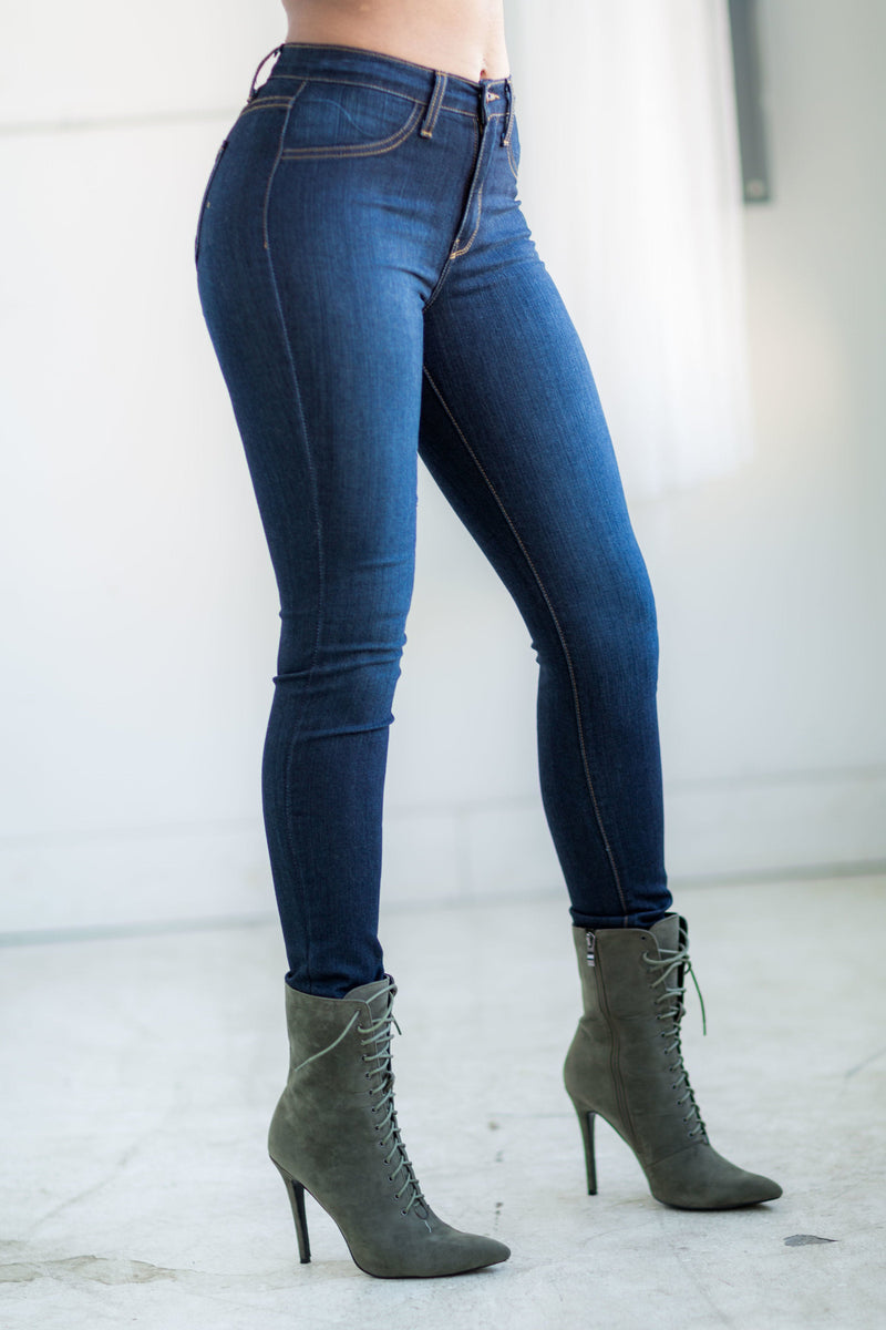Skinny Dipping Mid Rise Jeans - Dark Wash