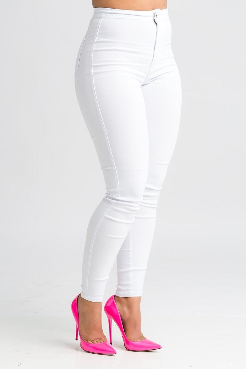 SuperGa High Waist Stretchy Jeans - White