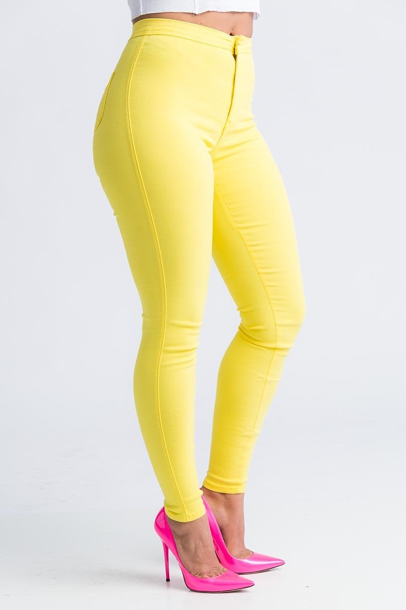 SuperGa High Waist Stretchy Jeans - Yellow - Swank A Posh