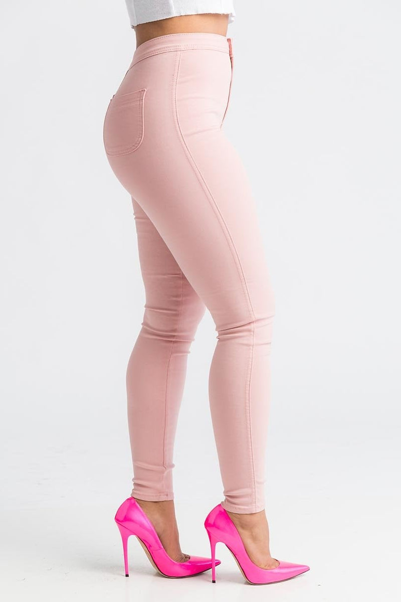 SuperGa High Waist Stretchy Jeans - Pink