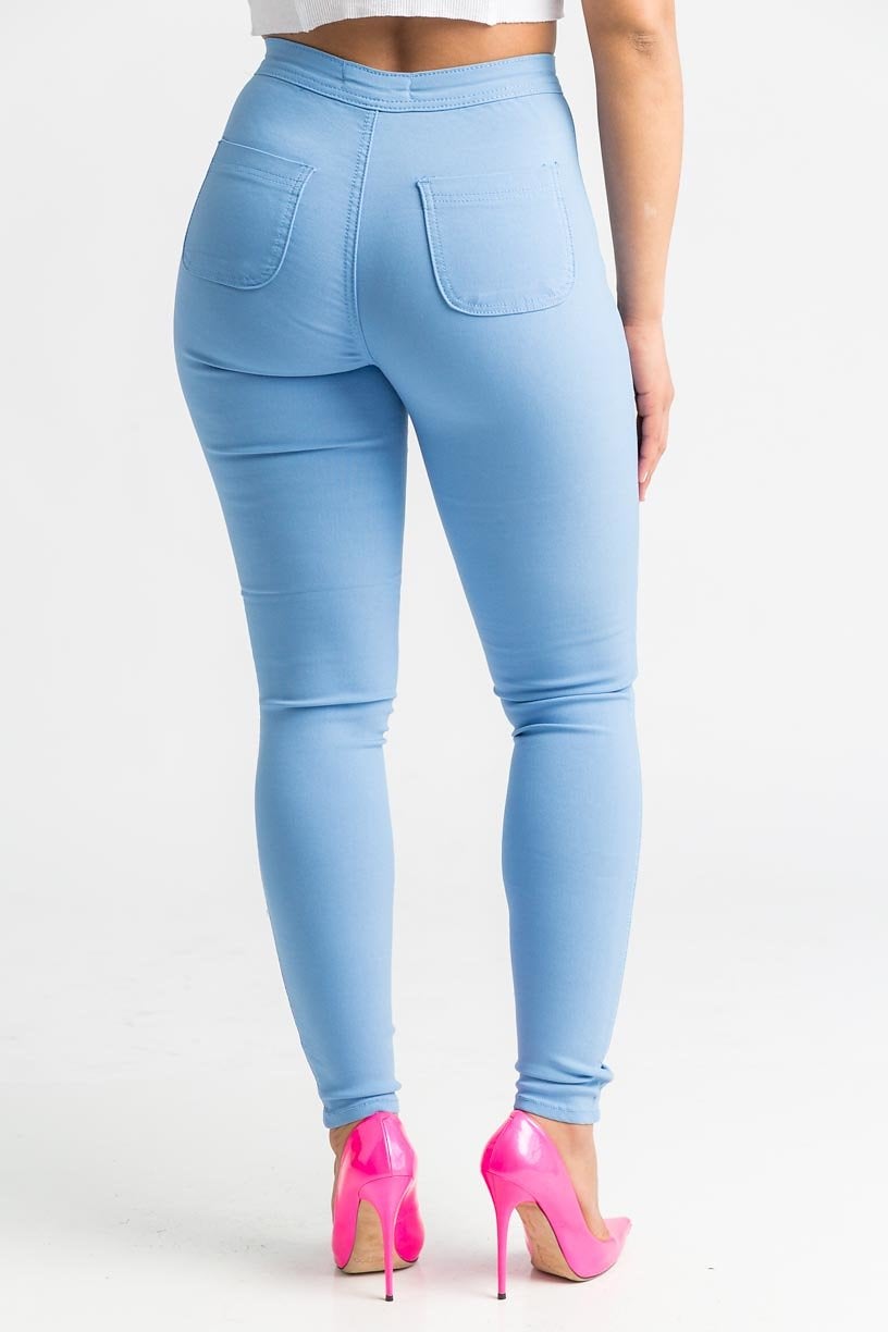 SuperGa High Waist Stretchy Jeans - Baby Blue - Swank A Posh