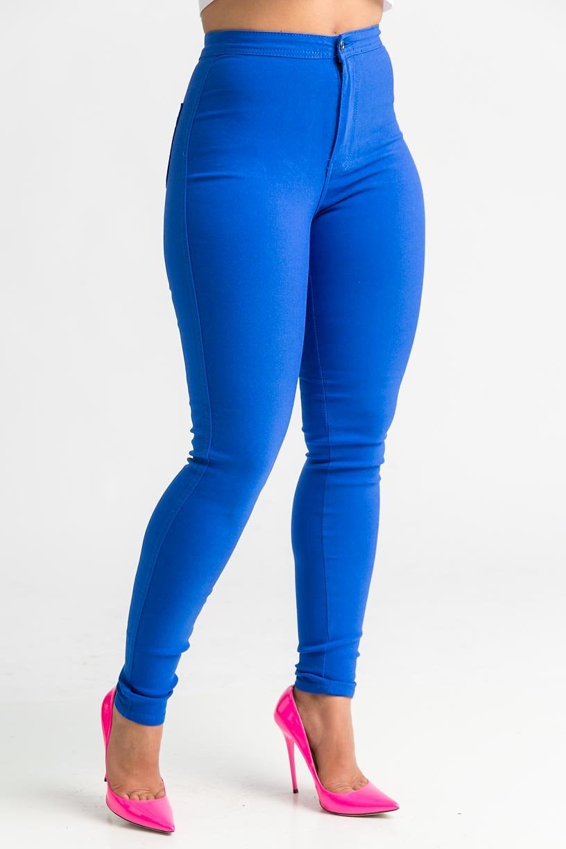 SuperGa High Waist Stretchy Jeans - Royal Blue - Swank A Posh