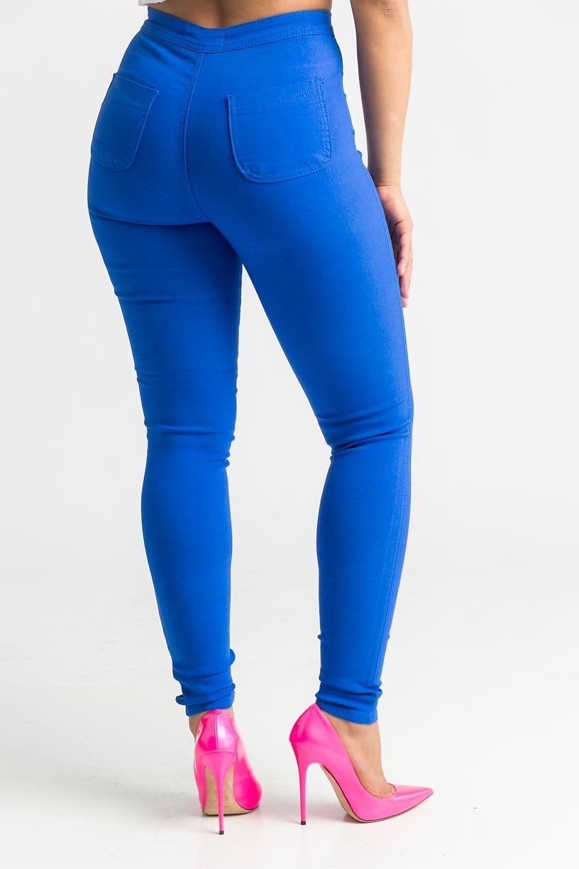 SuperGa High Waist Stretchy Jeans - Royal Blue - Swank A Posh