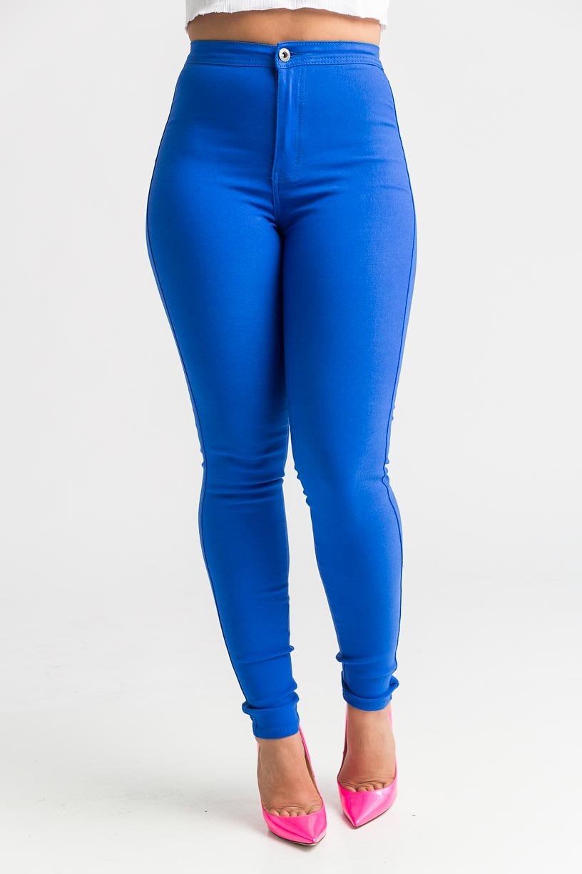 SuperGa High Waist Stretchy Jeans - Royal Blue - Swank A Posh