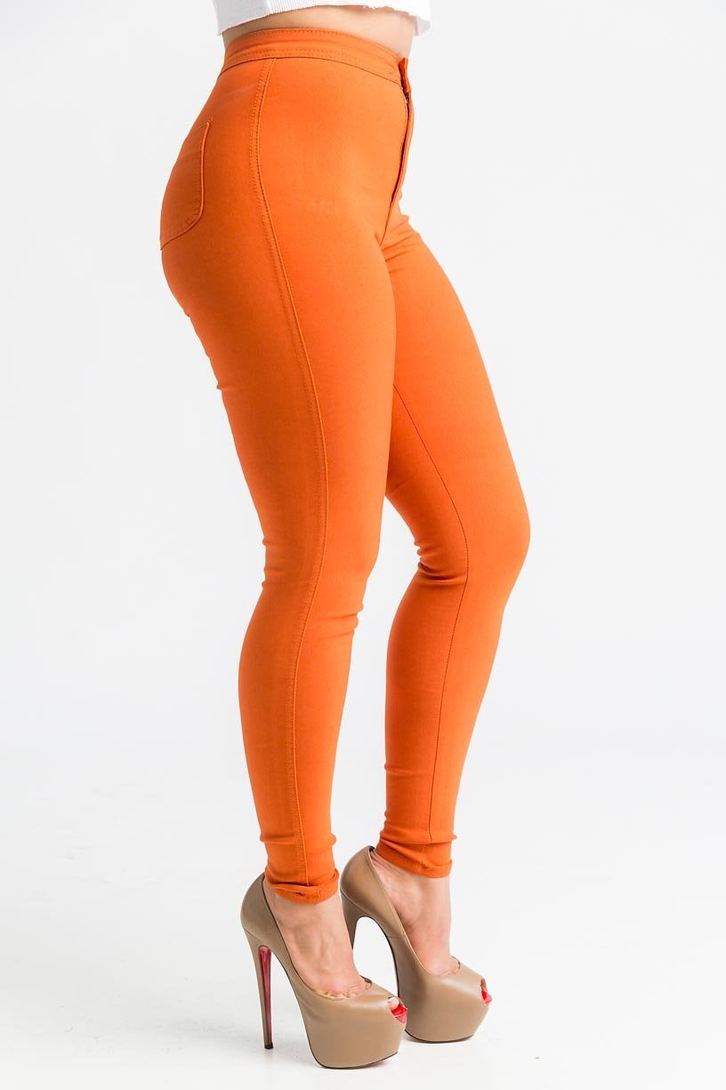 SuperGa High Waist Stretchy Jeans - Rust - Swank A Posh