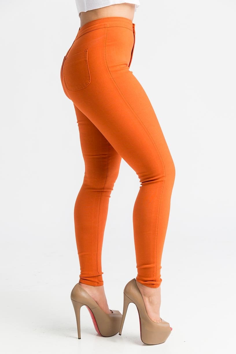 SuperGa High Waist Stretchy Jeans - Rust - Swank A Posh