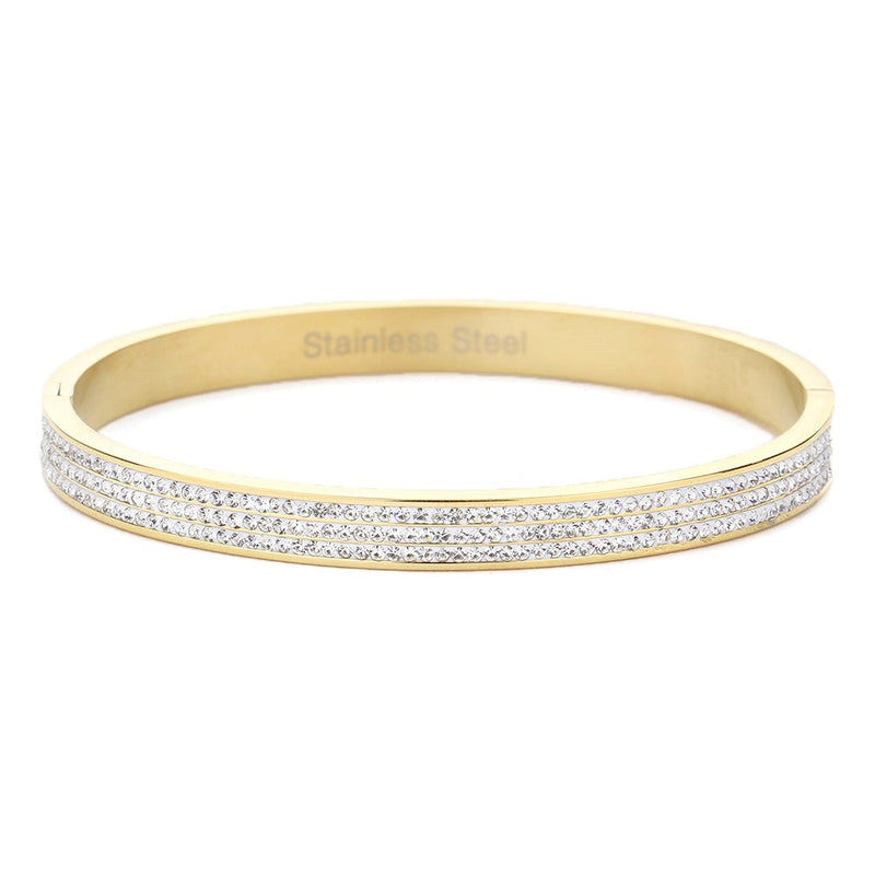 Iced Out Embellished Rhinestone Bracelet - Gold