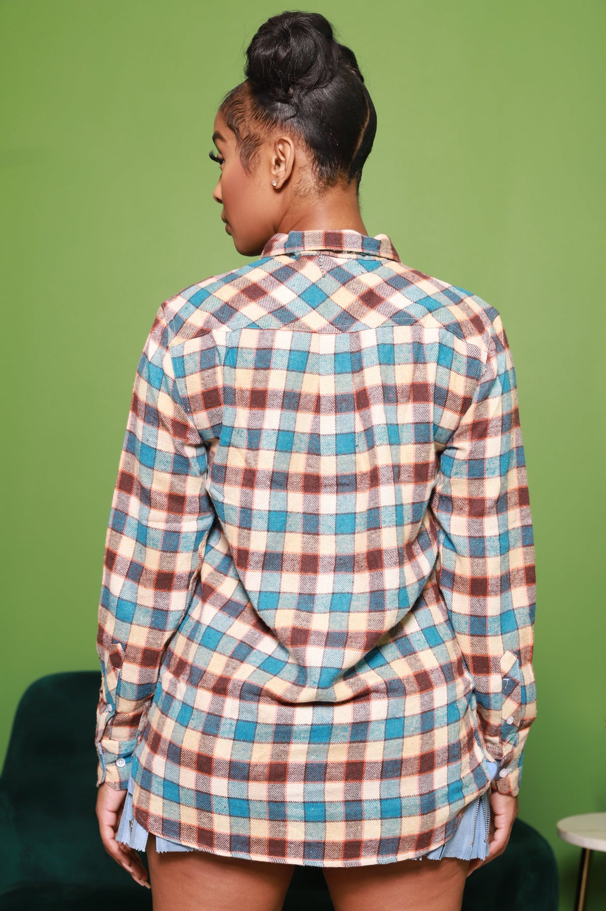 Push Your Buttons Oversized Flannel - Khaki - Swank A Posh