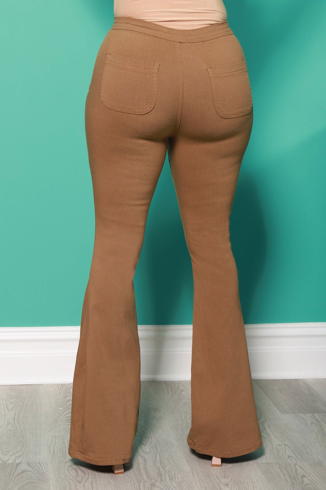Major High Rise Flare Stretchy Jeans - Mocha - Swank A Posh