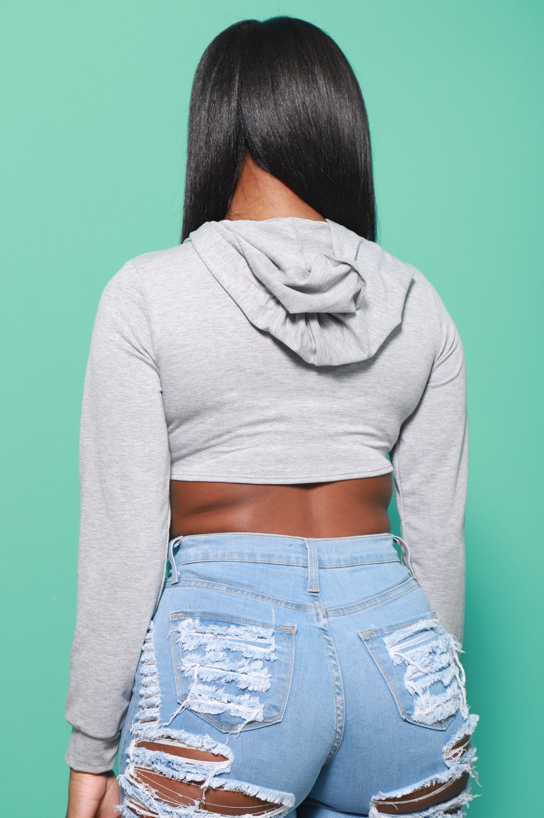 The Set Up Cropped Asymmetric Hoodie - Heather Grey - Swank A Posh