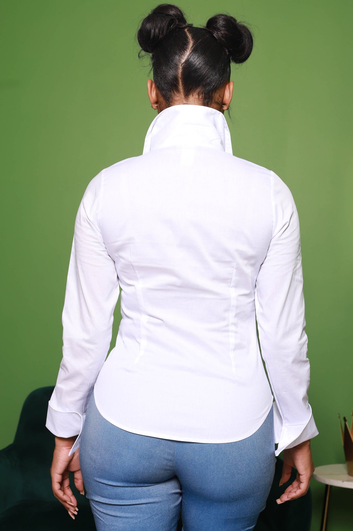 Essentials Dramatic Collar Button Up Top - White - Swank A Posh