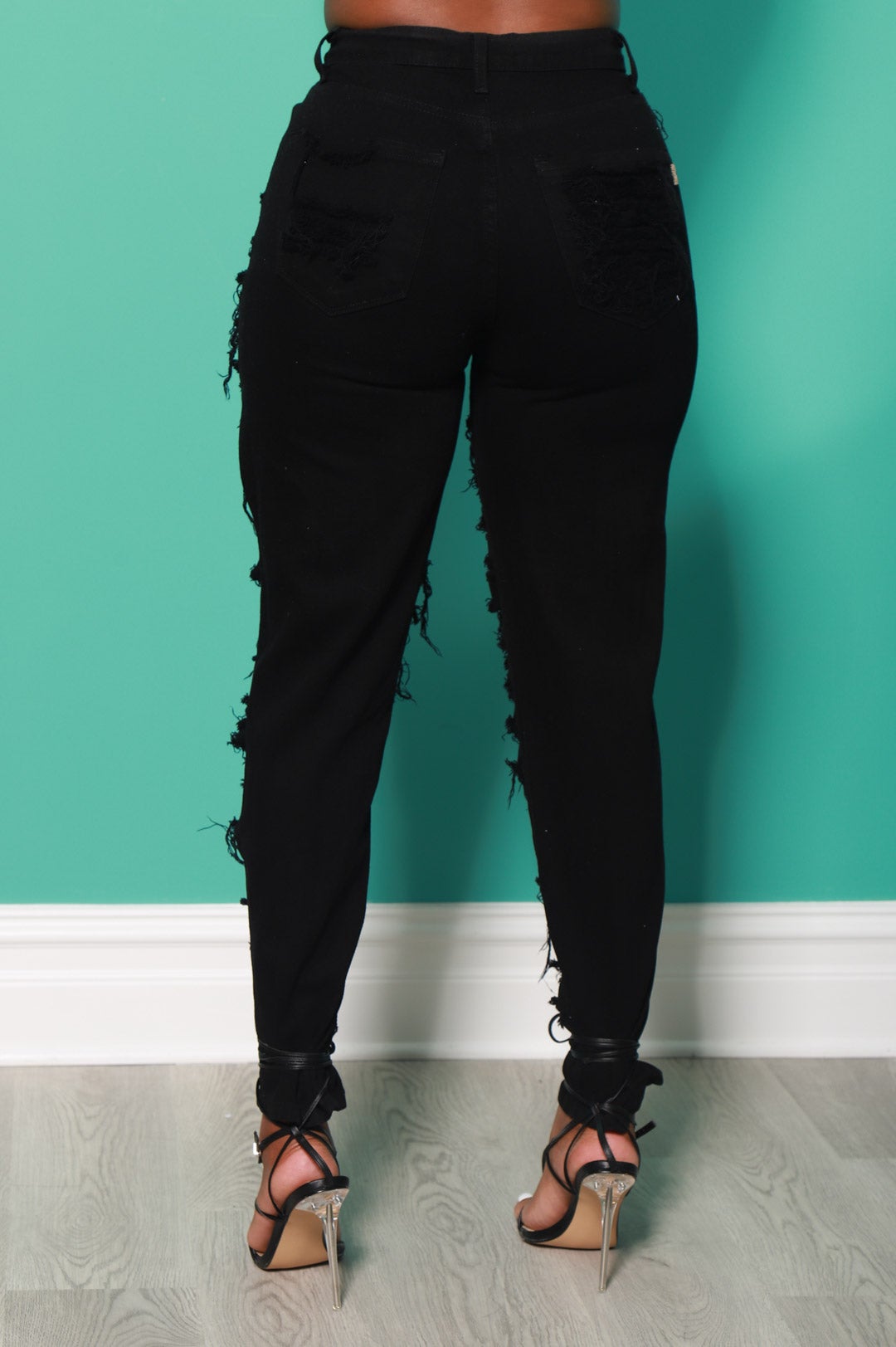 On The Outs Distressed High Rise Jeans - Black - Swank A Posh