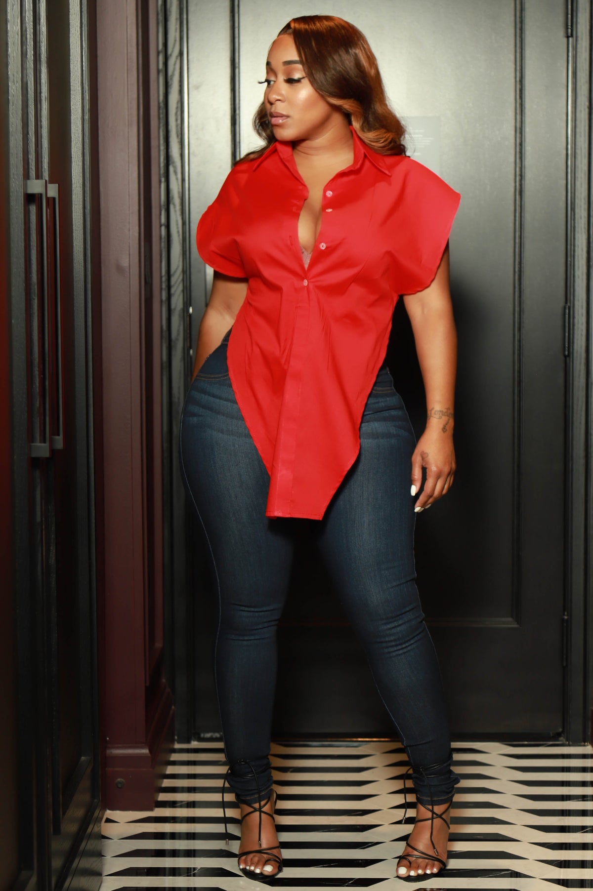 Back To Basics Asymmetrical Top - Red - Swank A Posh