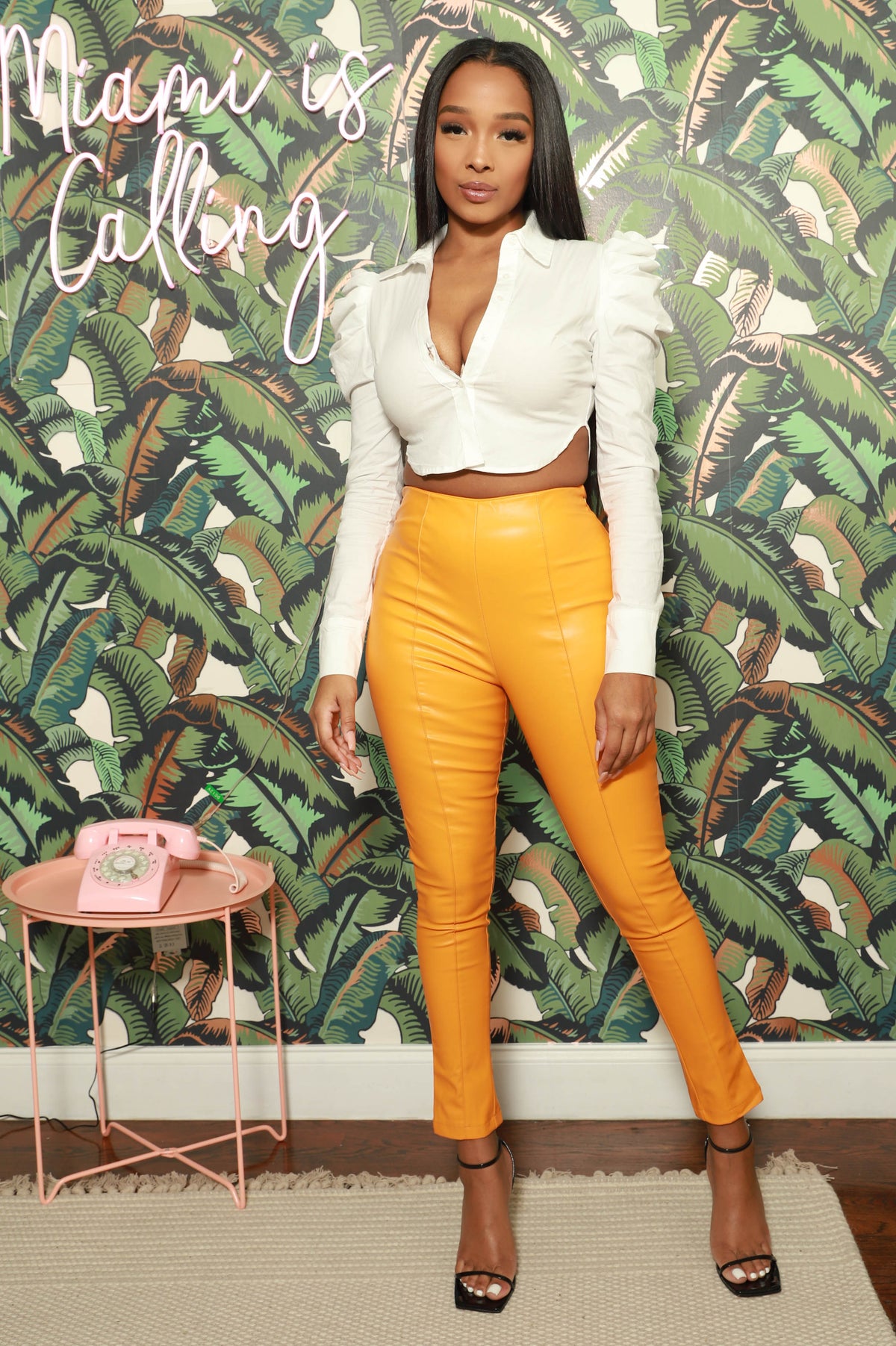 Keep It Real Faux Leather Pants - Orange