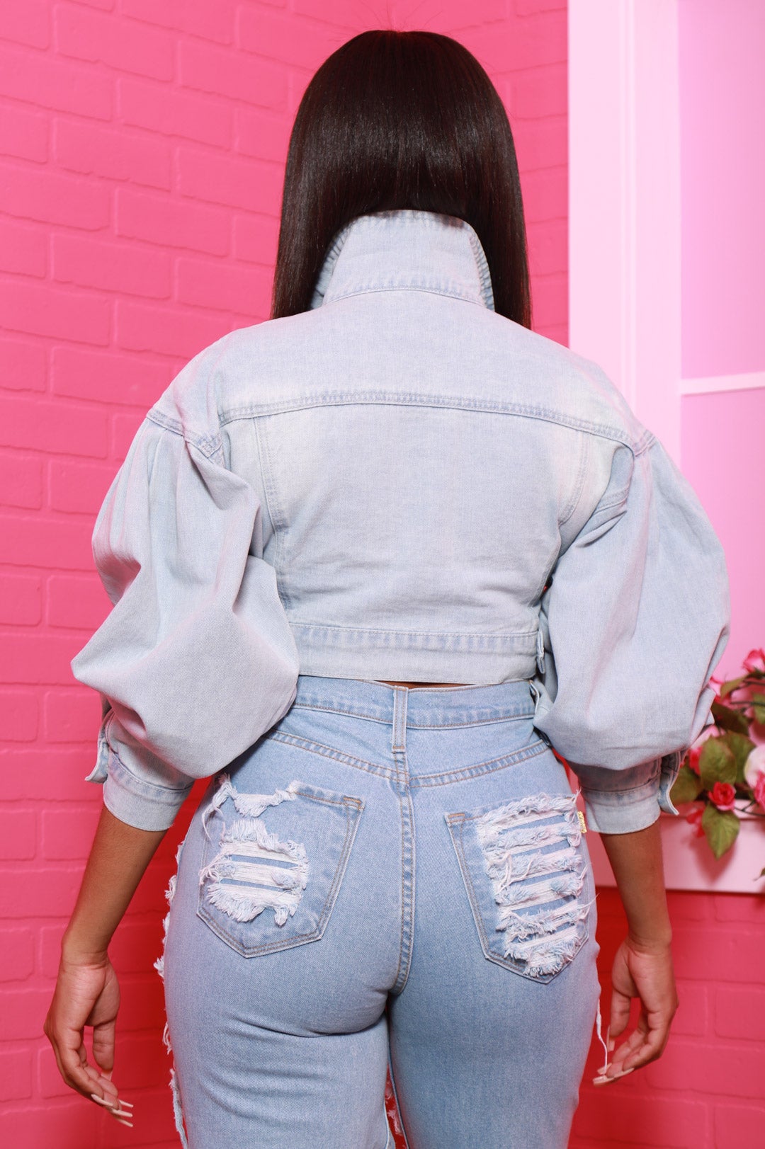 Swift Cropped Denim Jacket - Light Wash - Swank A Posh