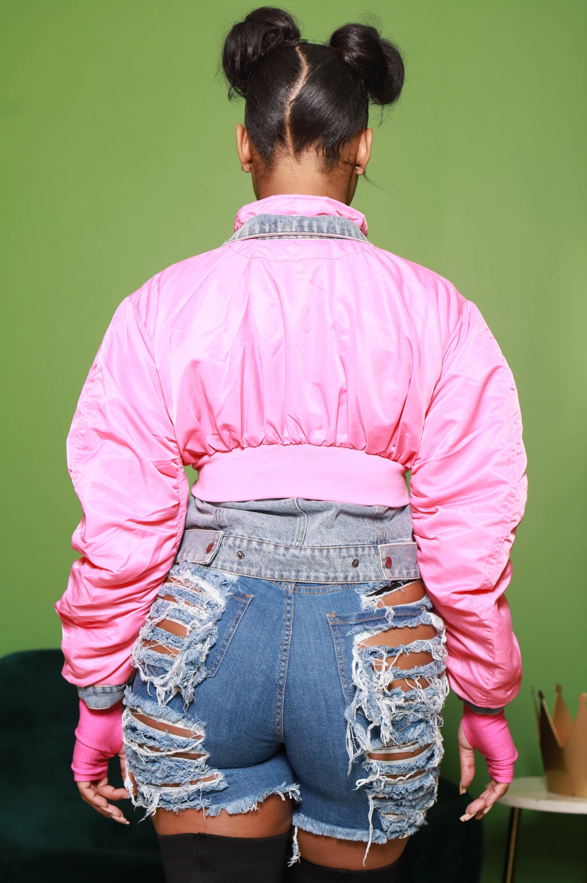 No Issue Contrast Denim Jacket - Pink - Swank A Posh