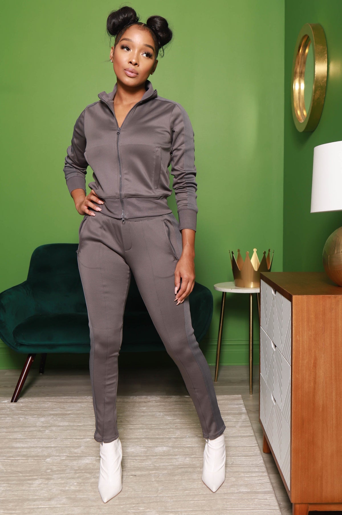 Somewhere Between Lined Tracksuit - Charcoal - Swank A Posh