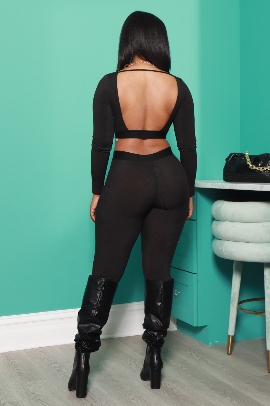 Don't Be Salty Ribbed Pants Set - Black - Swank A Posh