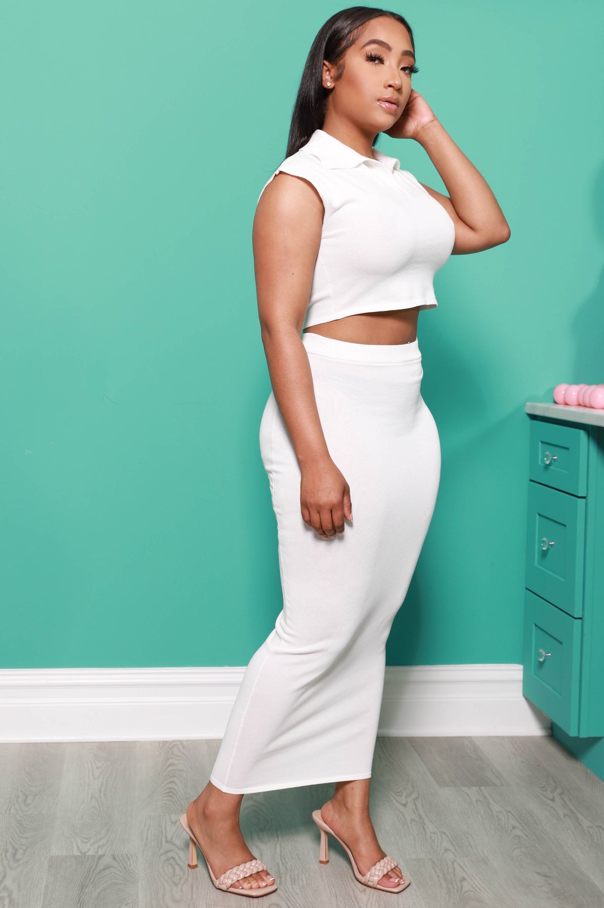 Weekend Vibes Maxi Skirt Set - Cream - Swank A Posh