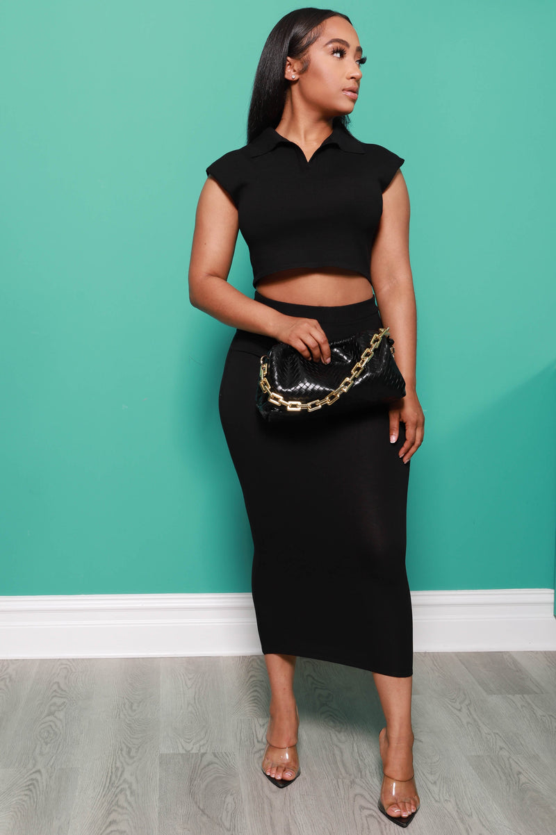 Weekend Vibes Maxi Skirt Set - Black