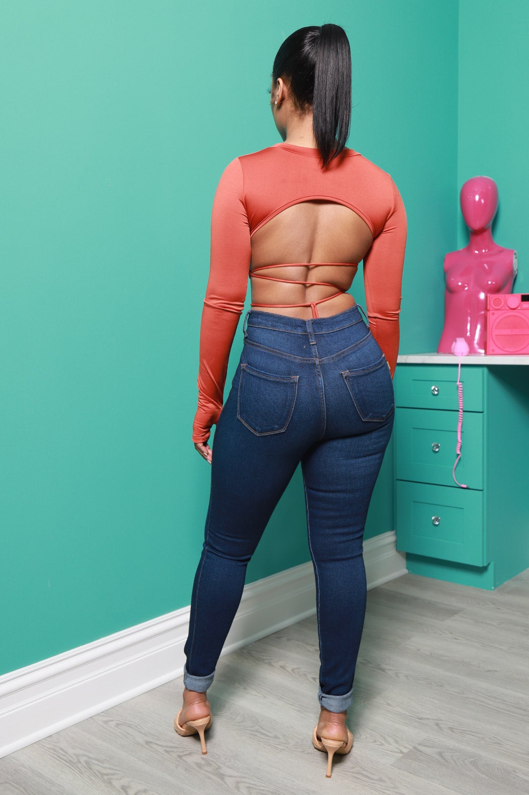 Dipper Classic High Rise Jeans - Dark Wash - Swank A Posh