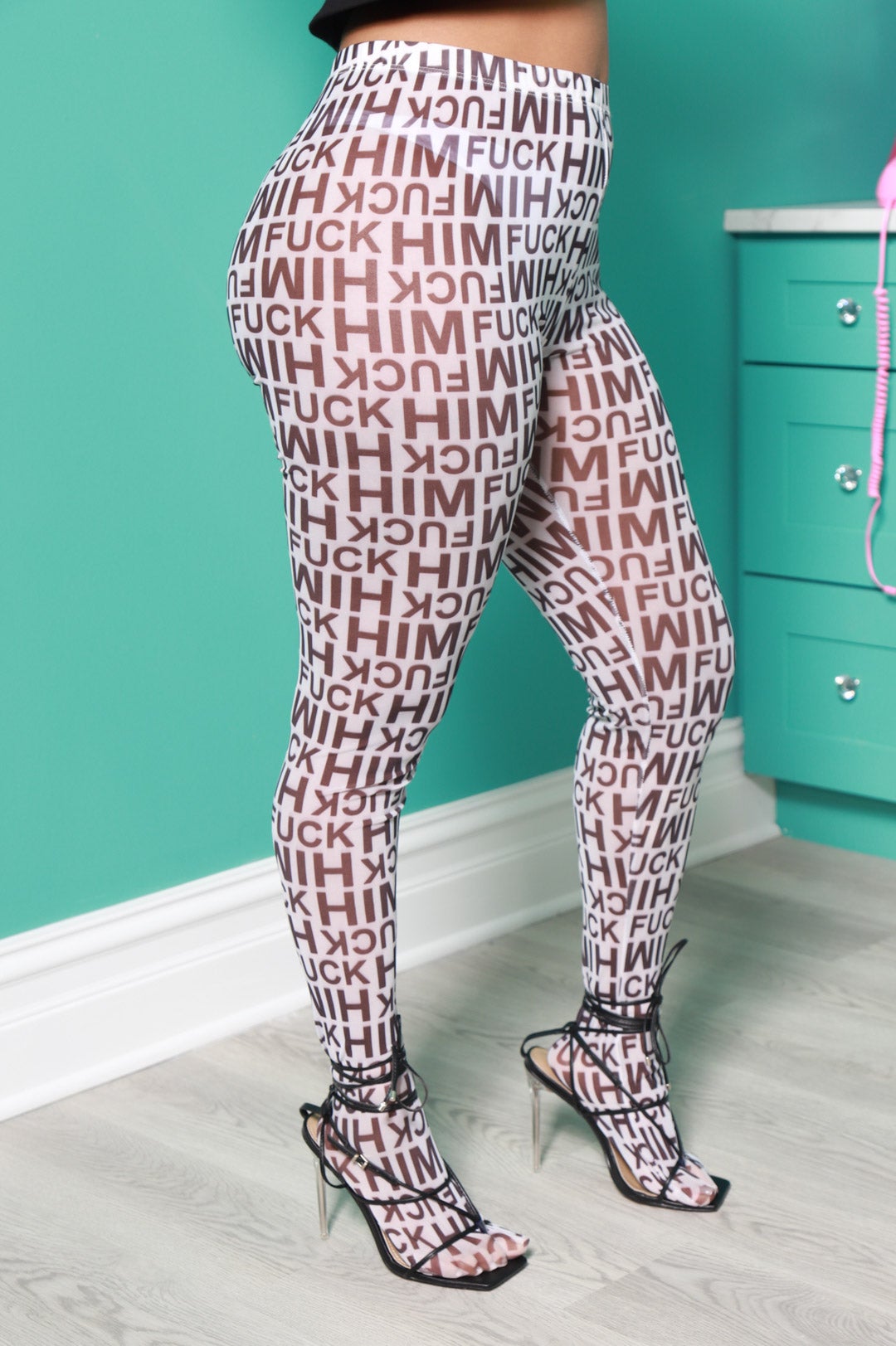 F Him Mesh Footed Leggings - White/Black - Swank A Posh