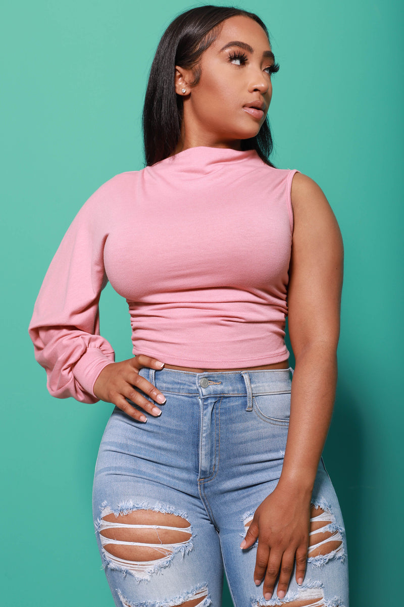 Hard Body One Shoulder Crop Top - Blush