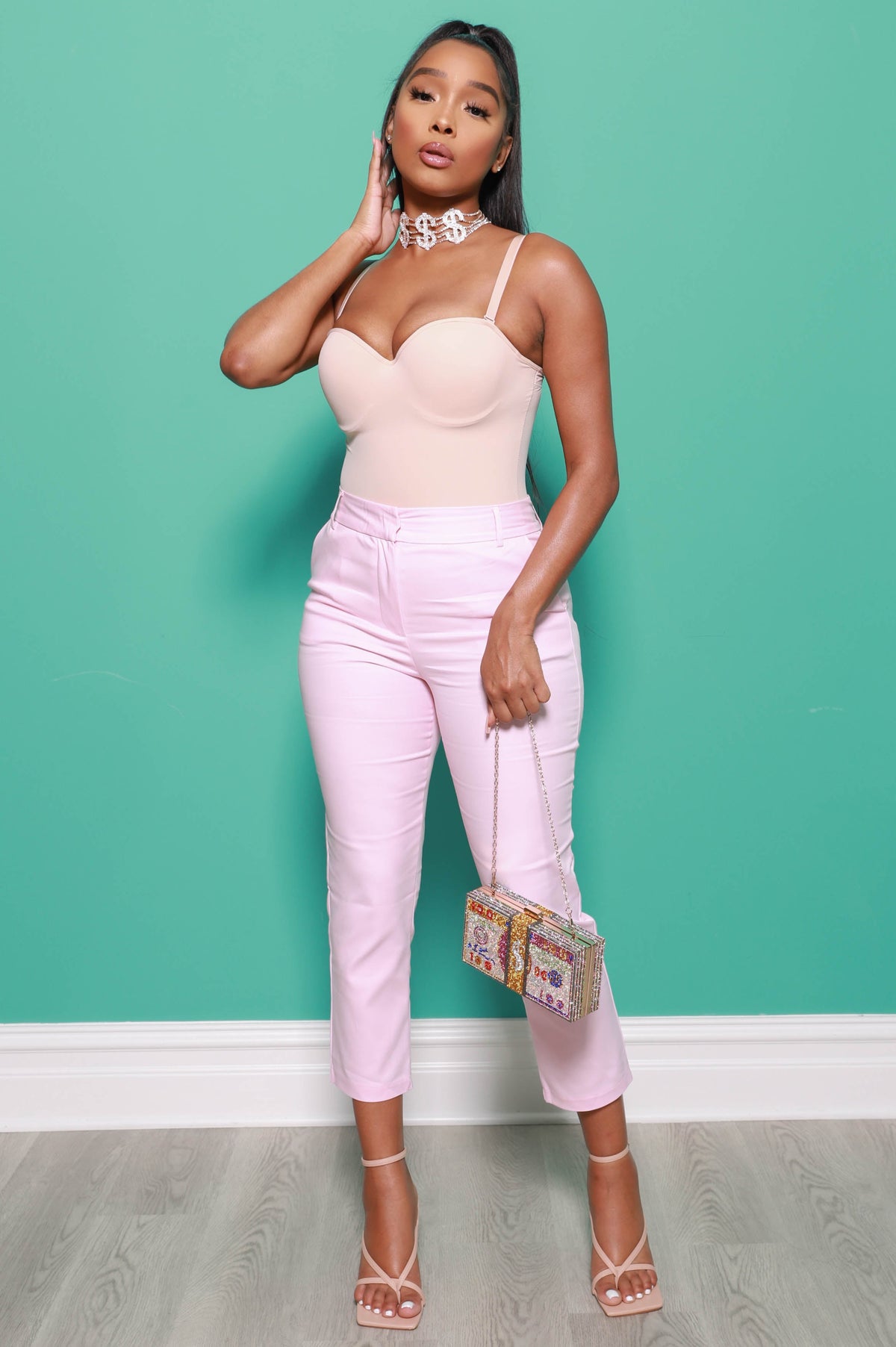 Look Again High Waisted Pants - Light Pink - Swank A Posh