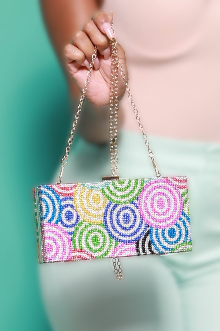 Full Circle Rhinestone Clutch Rainbow Bag - Swank A Posh