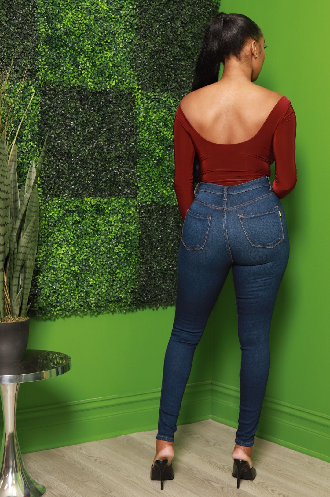 Lodge Simple Full Shaping Bodysuit - Burgundy - Swank A Posh