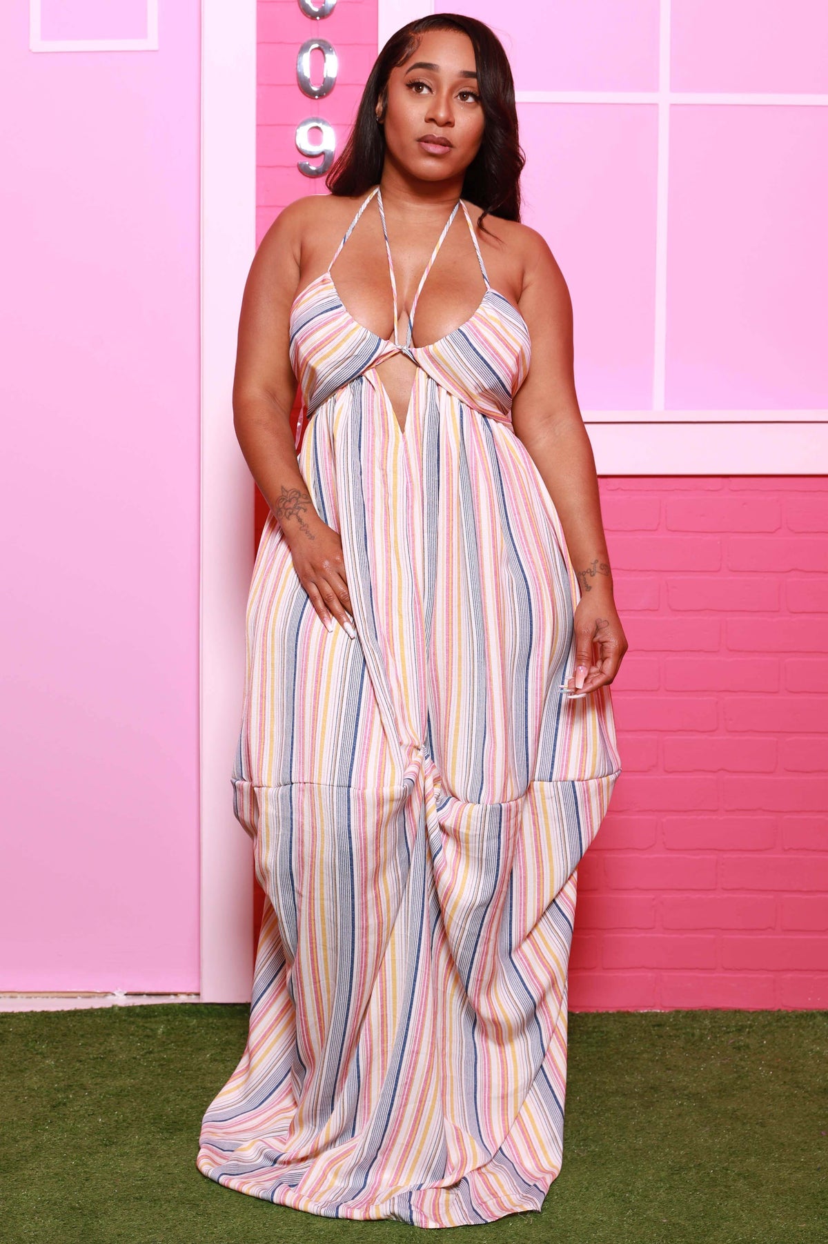 Stripe It To Me Maxi Dress - Pink Blue - Swank A Posh