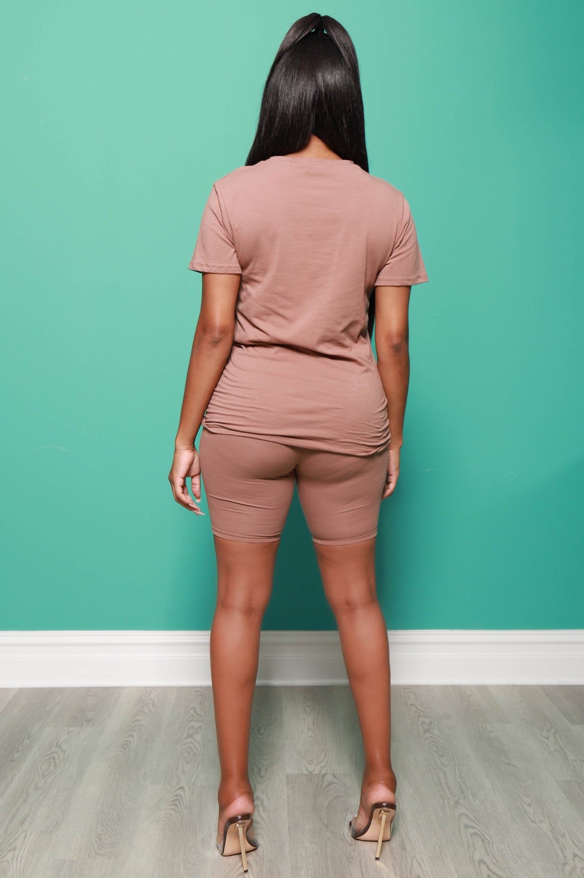 Spare T-Shirt Biker Set - Mocha - Swank A Posh