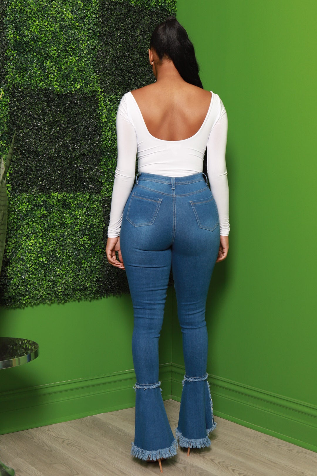 Cutting Corners Distressed Flare Jeans - Mid Wash - Swank A Posh