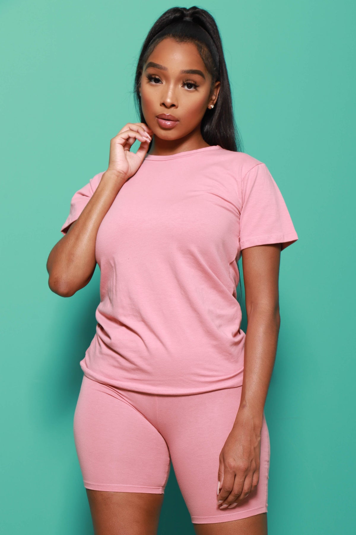 Spare T-Shirt Biker Set - Blush - Swank A Posh