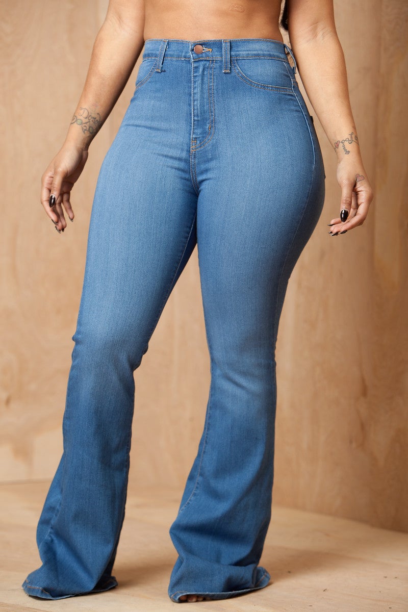 Ring My Bells Bell Bottom Jeans - Light Wash - Swank A Posh
