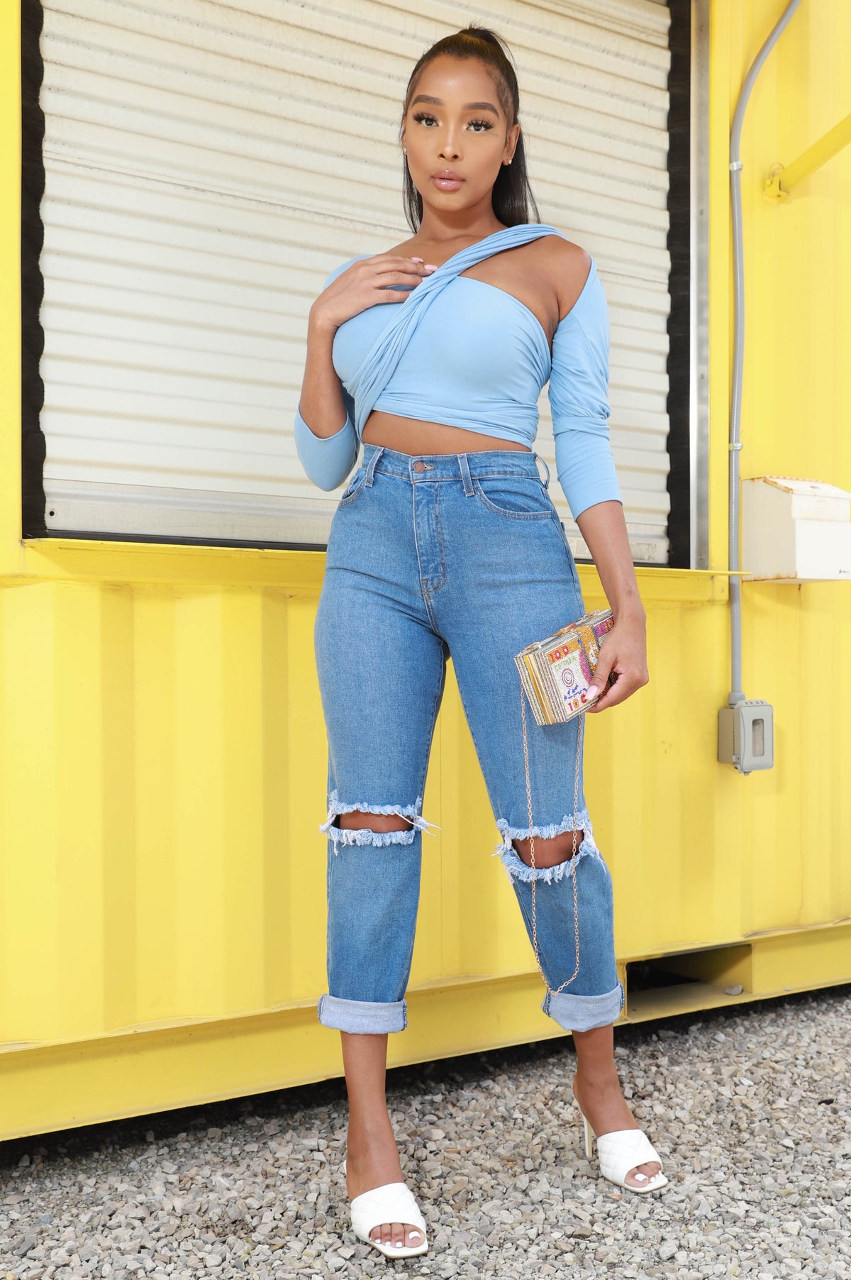 Have It All Multi Way Wrap Shirt - Sky Blue - Swank A Posh