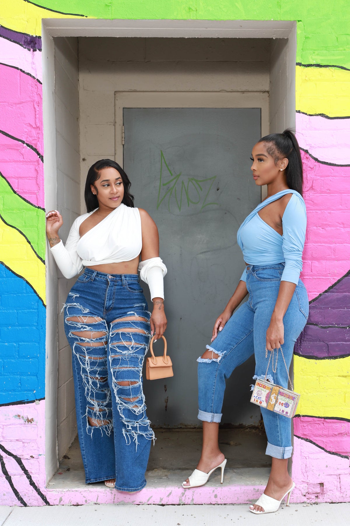 Non Stop High Rise Distressed Mom Jeans - Swank A Posh