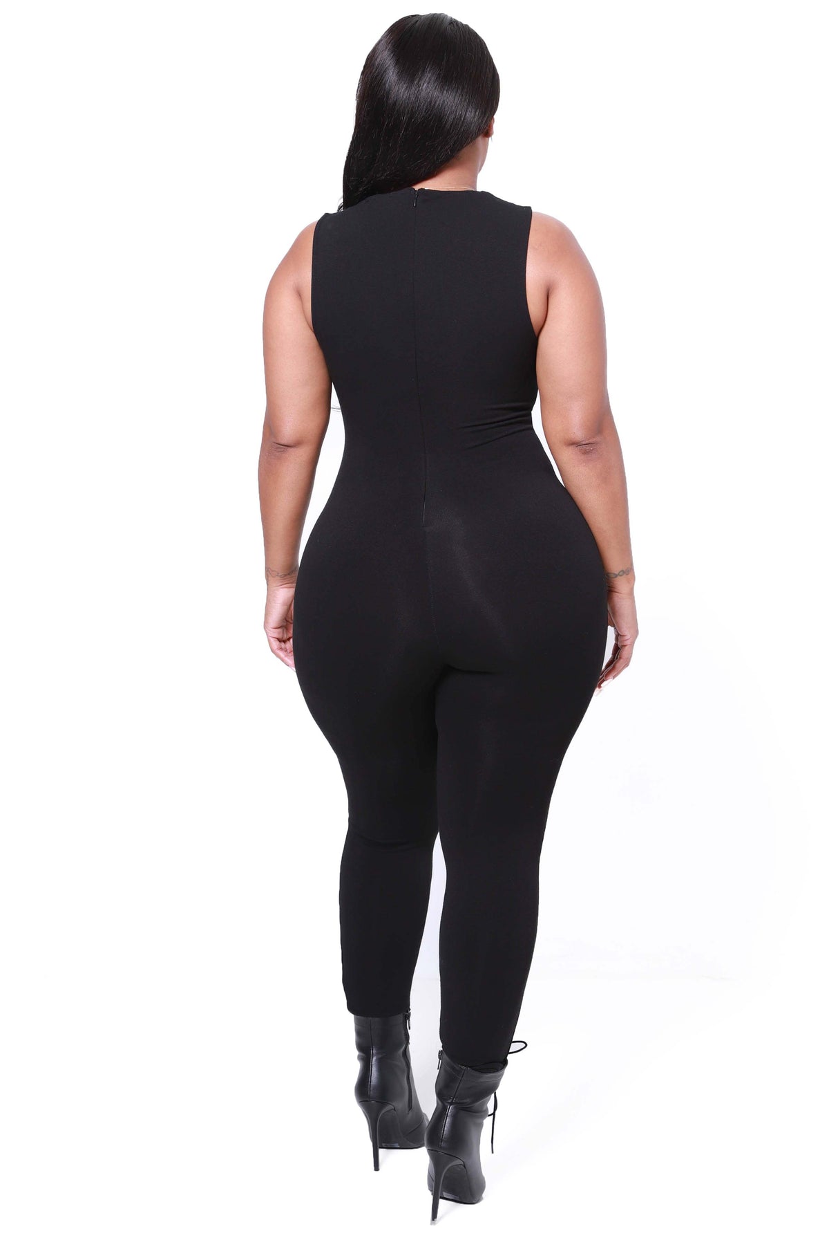 Soft Spot Mock Neck Sleeveless Jumpsuit - Black - Swank A Posh