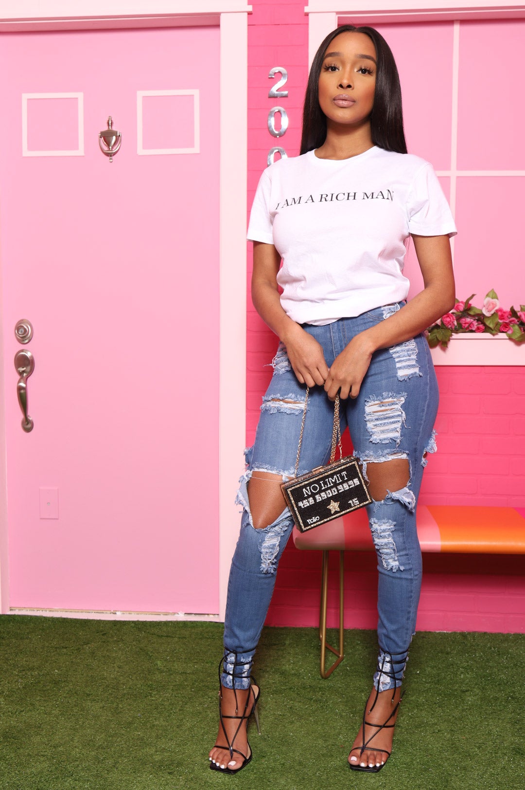 I Am A Rich Man Printed T-Shirt - White/Black - Swank A Posh