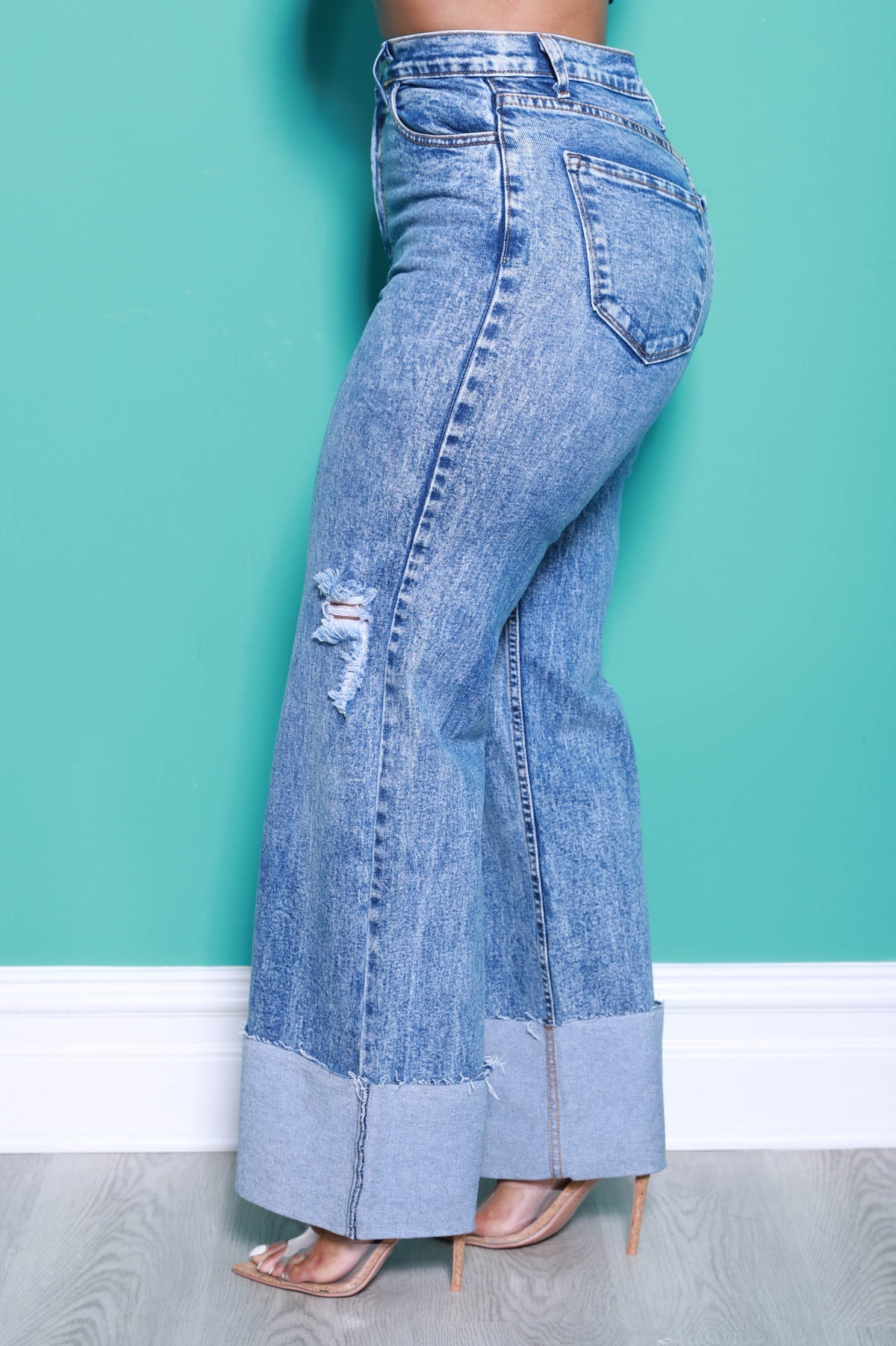 Cuffing Season High Waist Stonewash Mom Jeans - Swank A Posh