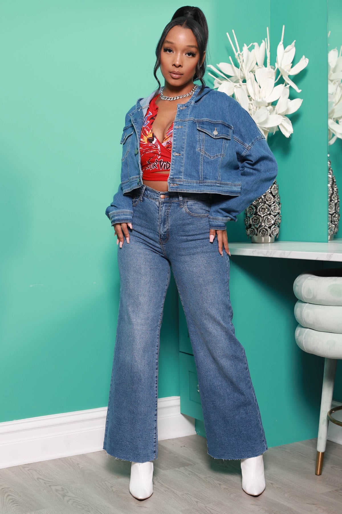 Up Close High Waist Mom Jeans - Medium Wash - Swank A Posh