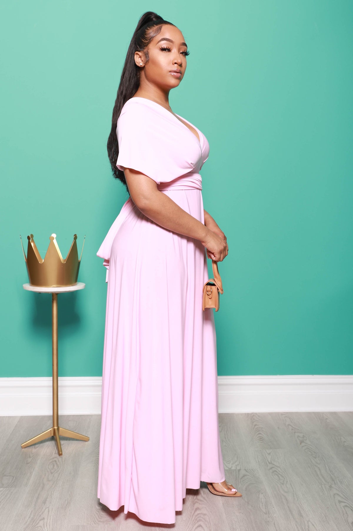 Main Event Maxi Multi Way Dress - Baby Pink - Swank A Posh