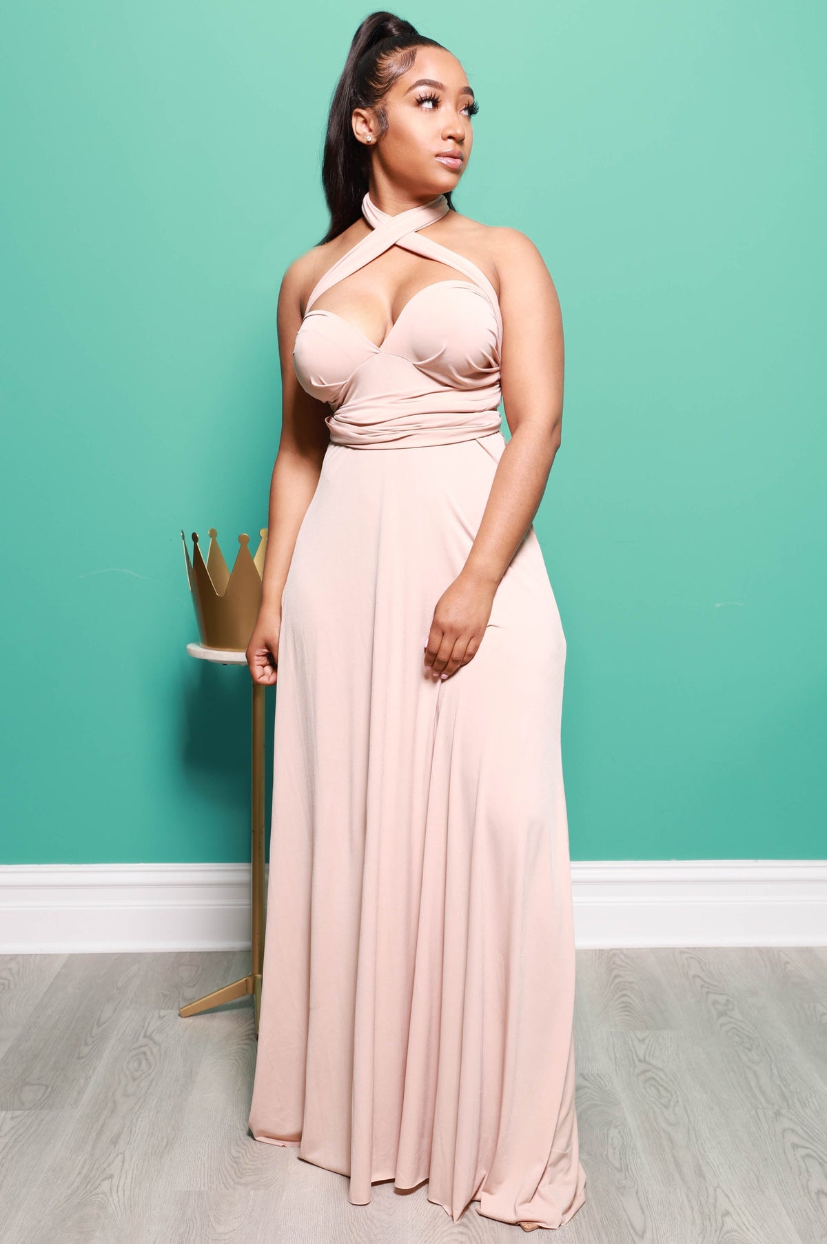 Main Event Maxi Multi Way Dress - Wheat - Swank A Posh