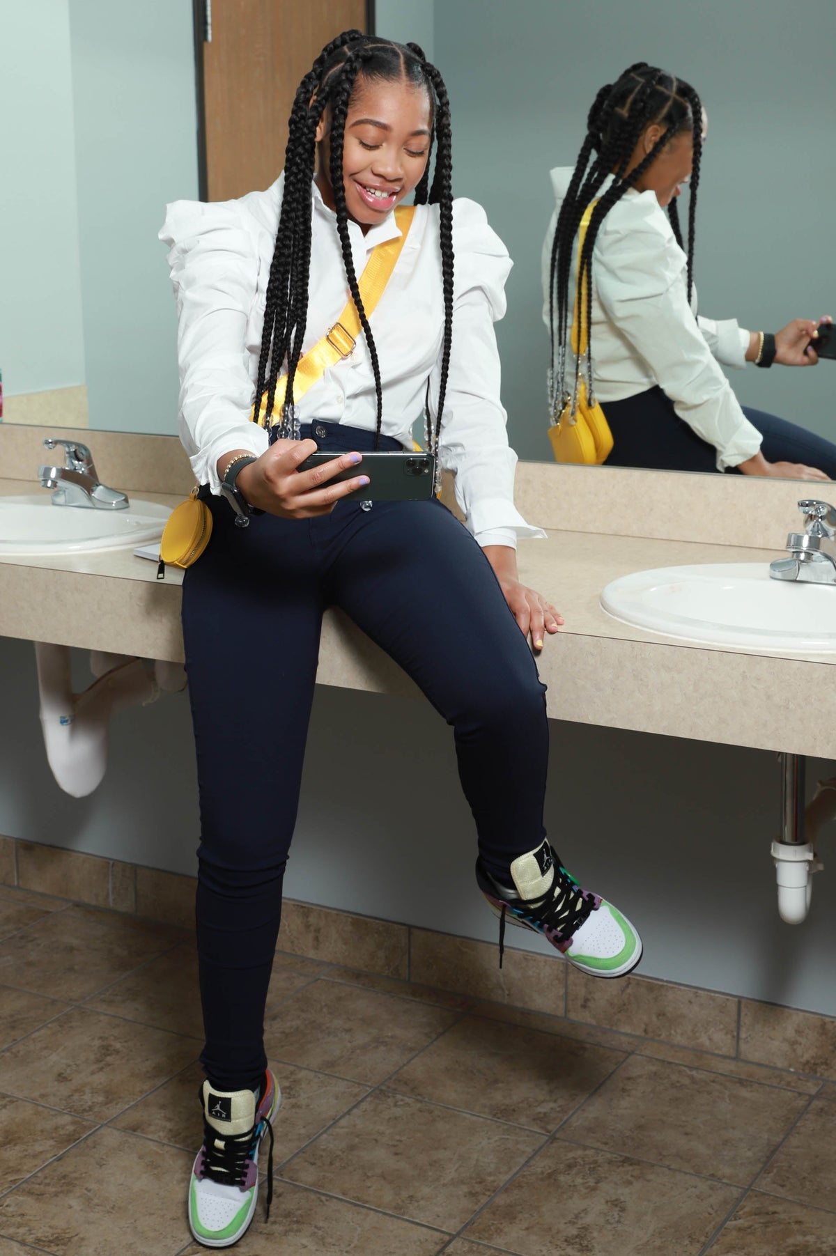 SuperGa High Waist Stretchy Jeans - Navy Blue - Swank A Posh