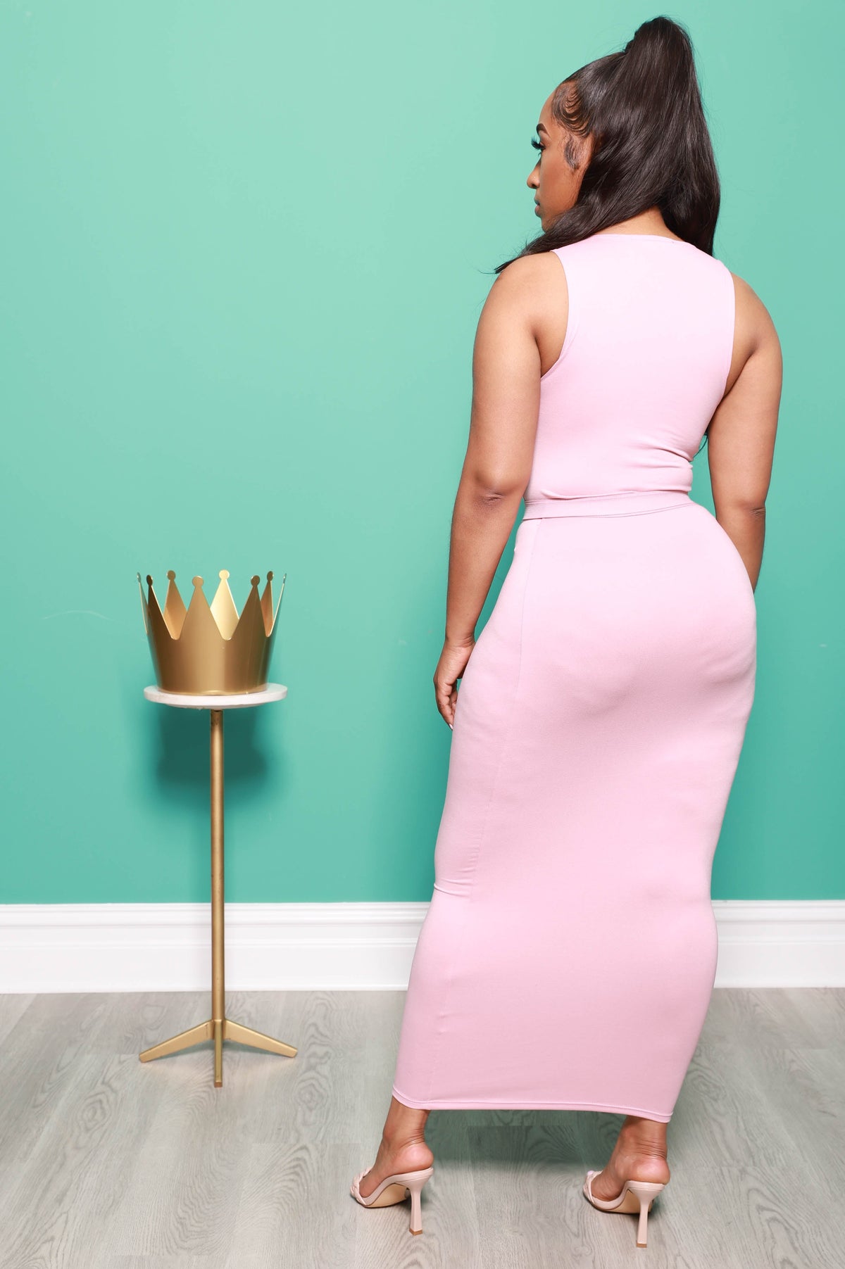 Stole Your Boyfriend Maxi Skirt Set - Pale Mauve - Swank A Posh